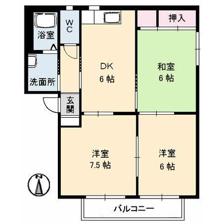 ヴェルデュール日吉台　Ａ棟の物件間取画像